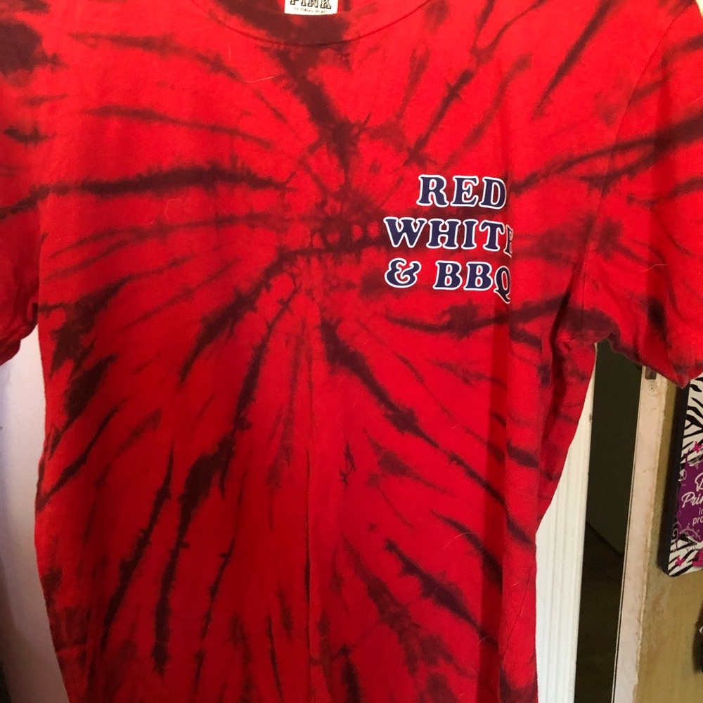Pink brand t shirt. Red Tie dye. Size XS